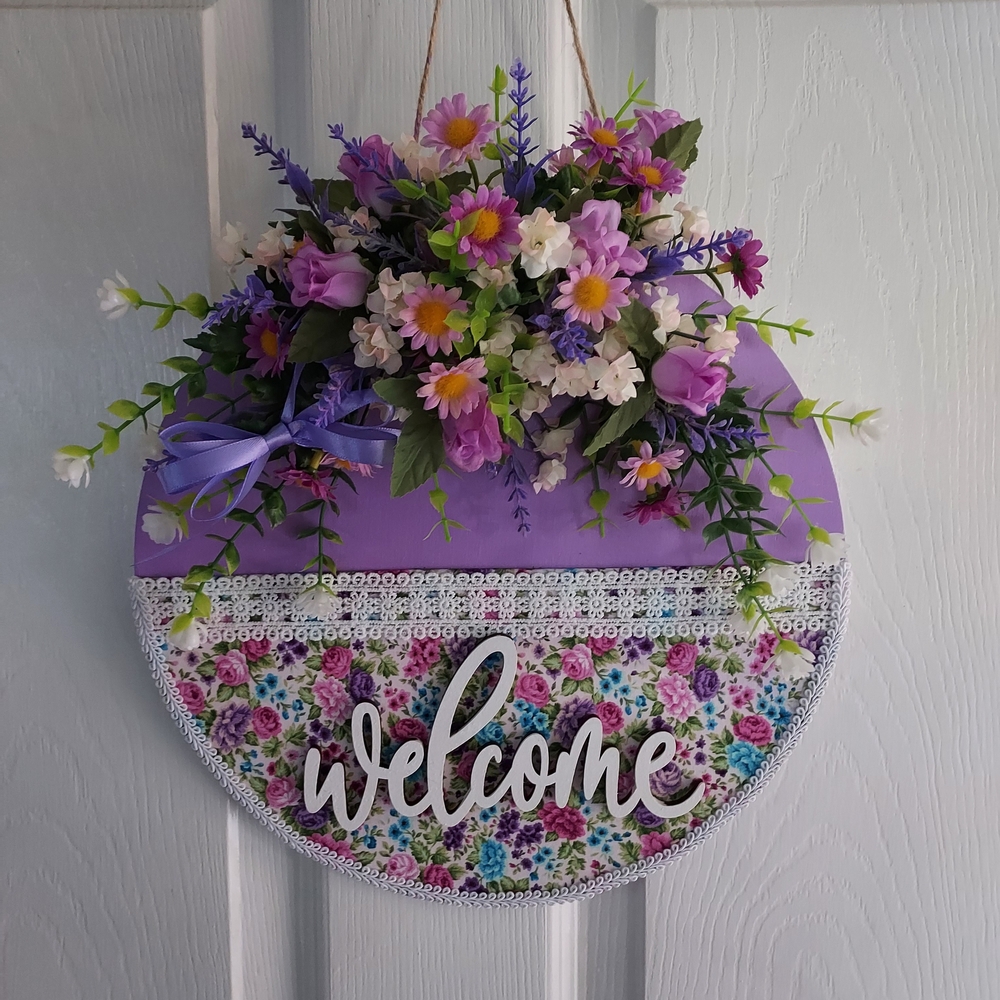 Floral Welcome Wreath - Door Decoration Sign
